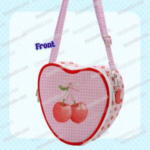 Cherry and Pink Gingham Heart Shoulder Bag